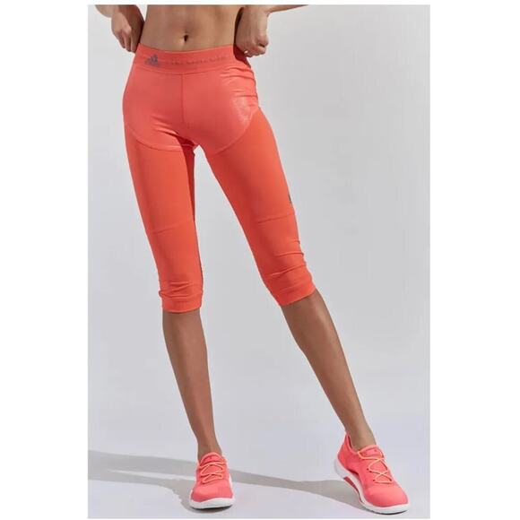 ADIDAS x Stella McCartney 3/4 Running Performance Leggings Hot Coral Sz XS - Picture 1 of 10